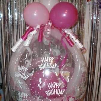 Geschenkballon Happy Birthday rosa pink weiß